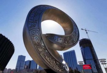 金屬雙環(huán)雕塑承接，陸地?cái)[件，不銹鋼雙環(huán)雕塑制造商