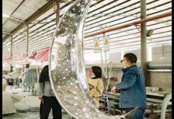 月亮雕塑制作專供，園林裝飾，建筑鏤空月亮雕塑批發