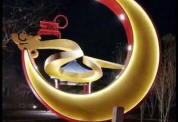 制造月亮雕塑廠家，地標擺件，烤漆鏤空月亮雕塑精選