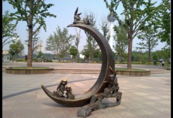 金屬月亮雕塑制造商，鋼管組合，不銹鋼月亮雕塑優選