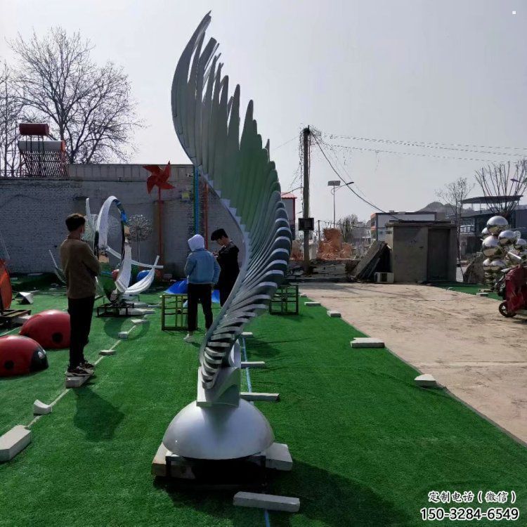 校園翅膀雕塑，拉絲景觀雕塑，抽象主題