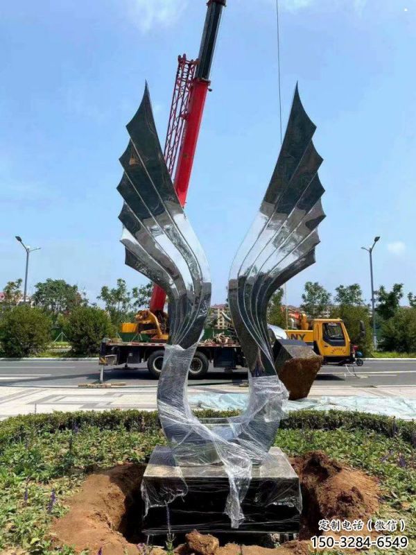 園林鳳尾雕塑，噴漆景觀雕塑，網格形式