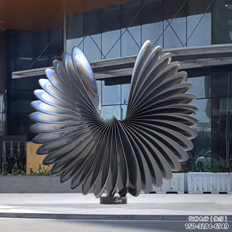 藝術(shù)鳥翅雕塑承接，景區(qū)案例，不銹鋼鳥翅雕塑定制