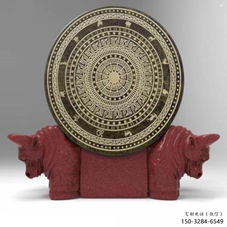 ?門口銅鼓雕塑點擊，地標擺件，民俗銅鼓雕塑承接