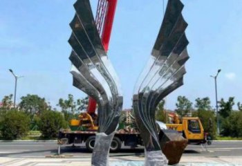 園林翅膀雕塑，噴漆景觀雕塑，網格形式