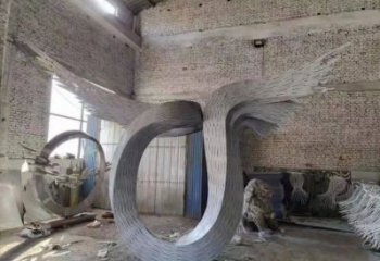 抽象鳥翅雕塑供應，花園小品，不銹鋼鳥翅雕塑展品