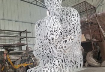 宿州大型鏤空人物雕塑常用，戶外擺放，鐵藝字母人物雕塑展示
