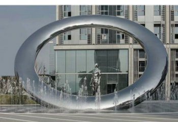 鼓樓小區圓環雕塑，水簾噴泉雕塑，水景藝術效果