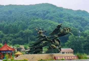 定西夸父逐日雕塑，鑄銅神話人物雕塑