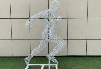 云浮鏤空運動員雕塑訂做，城市雕塑，鐵藝體育人物雕塑廠