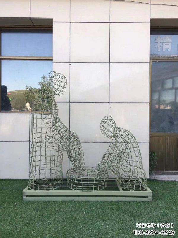 邢臺鏤空孝道雕塑通用，街景小品，鐵藝洗腳雕塑制造