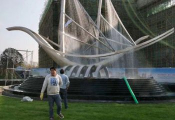 烏當帆船噴泉雕塑，水景水秀組合，旱地帆船噴泉雕塑廠家