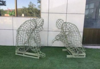 大興安嶺鏤空下棋雕塑供需，廣場雕塑，鐵藝民俗人物雕塑選用