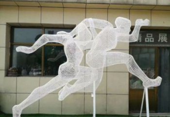 黃岡鏤空跨欄雕塑制造商，透雕雕塑，鐵藝體育人物雕塑供給