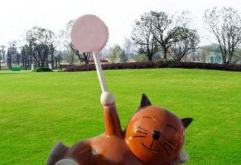 吉林小區(qū)小貓雕塑，抽象系列，彩繪工藝