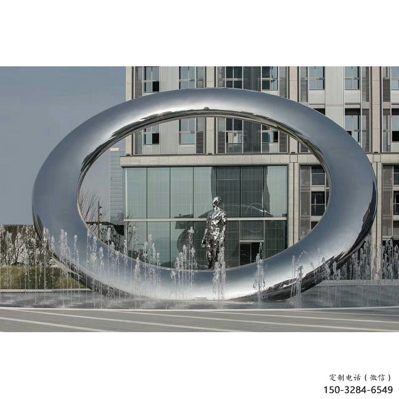 永寧小區圓環雕塑，水簾噴泉雕塑，水景藝術效果
