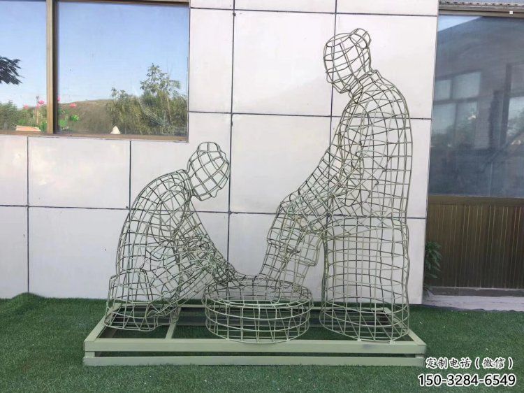 城西鏤空洗腳雕塑制作，園林裝飾，鐵藝孝道人物雕塑