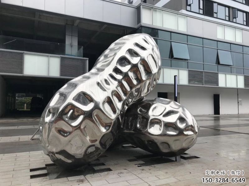 菏澤花生雕塑制造，白鋼構(gòu)件，不銹鋼花生雕塑提供