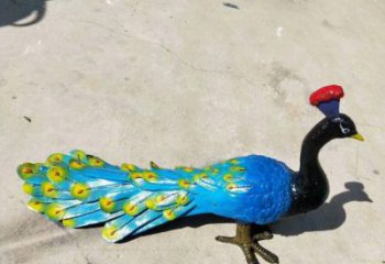 煙臺彩繪孔雀雕塑制作選用，景區案例，動物美陳雕塑