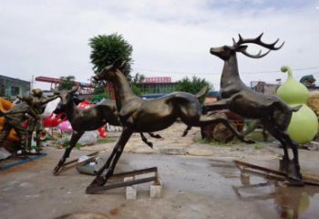 古交戶外小鹿批發，動物雕塑，梅花鹿銅雕塑供求