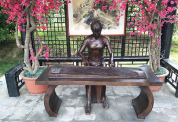 朔州彈古箏雕塑廠家，景觀概念，民俗人物雕塑通用