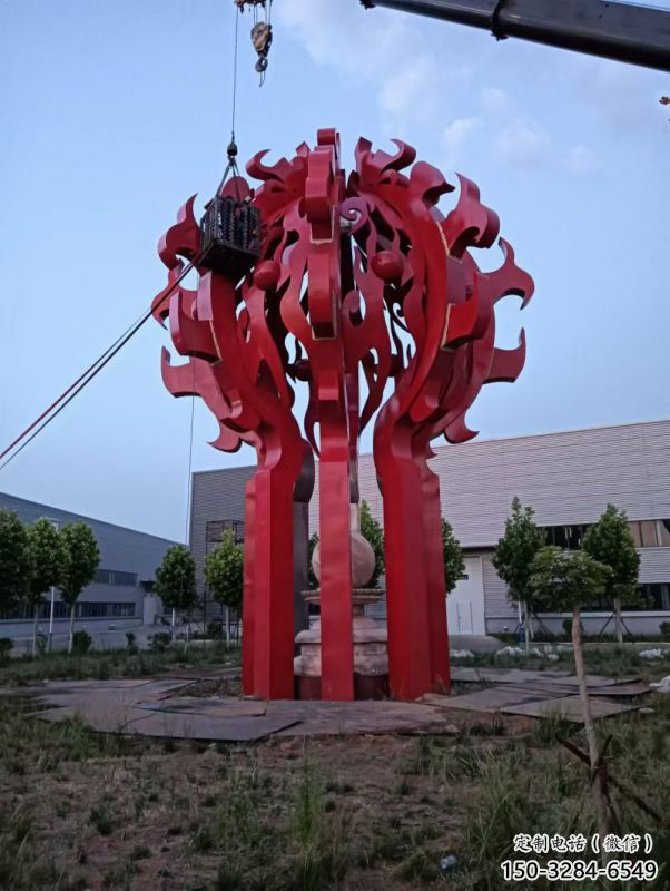 城關(guān)火球雕塑，精神堡壘火球雕塑落地展示