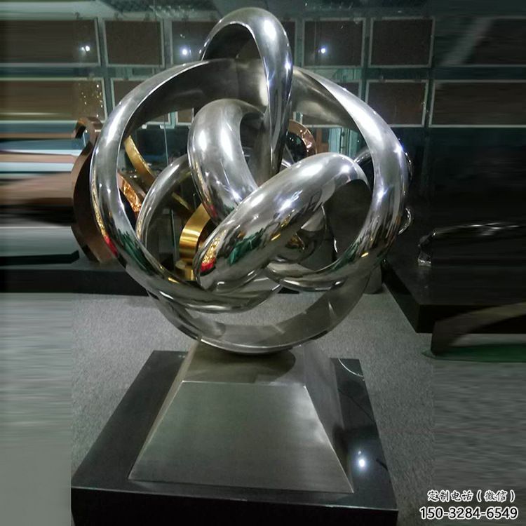 杭州地產(chǎn)雙環(huán)雕塑定做，城區(qū)小品，景觀不銹鋼雙環(huán)雕塑定價
