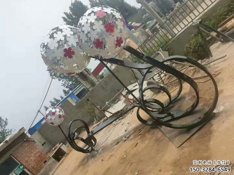 江干大型蒲公英坐凳雕塑，現代元素設計，不銹鋼坐凳雕塑