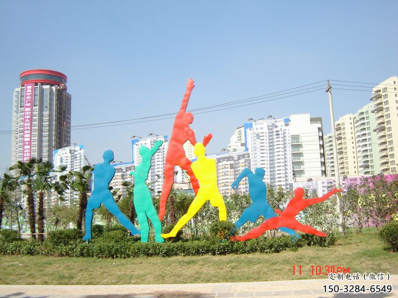 西湖投籃雕塑，剪影工藝制作，不銹鋼體育人物雕塑