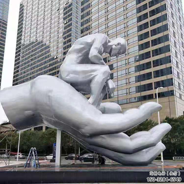 嘉興沉思者雕塑，景觀雕塑，手托人物雕塑廠家提供