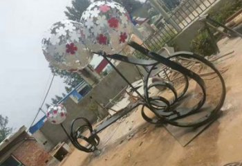 昆明大型蒲公英坐凳雕塑，現代元素設計，不銹鋼坐凳雕塑