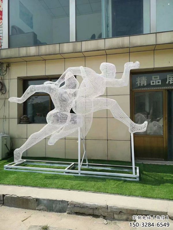 巴南鏤空體育雕塑供求，白鋼構件，鐵藝人物雕塑觀賞型